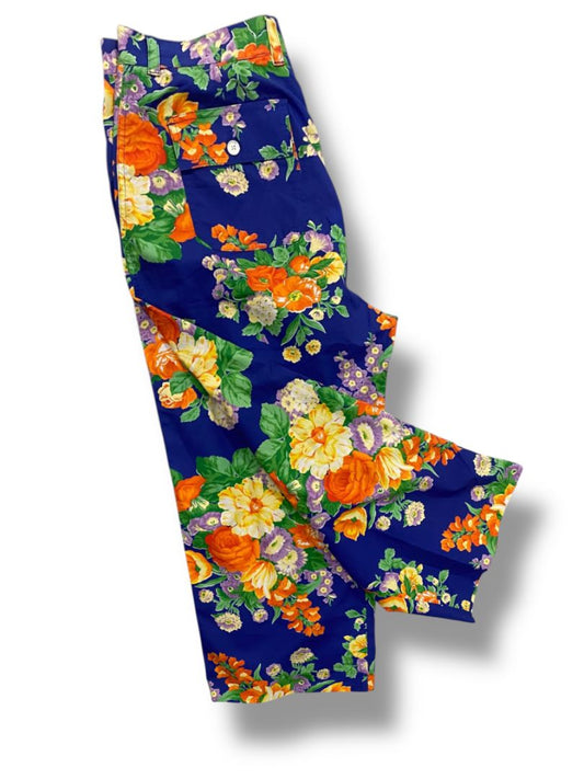 Size 12 Lauren Ralph Lauren Womens Lightweight Floral Pants Wide Leg