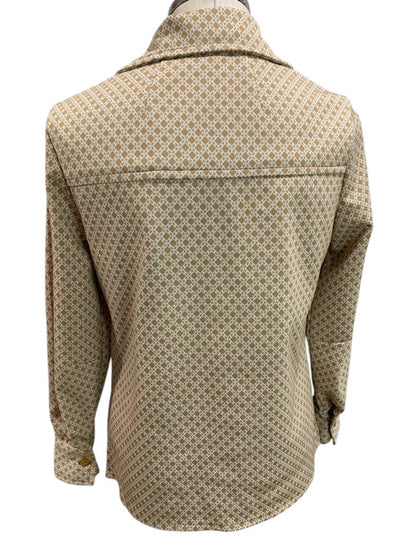 1970s Womens Polyester Button Up Jacket Shirt Pockets Handmade Medium