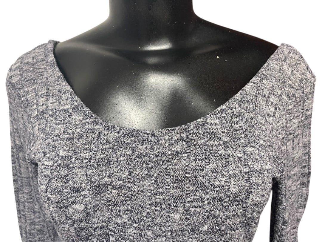 Medium Ultra Flirt Ribbed Fitted Womens Top Marled Purple Scoop Neck