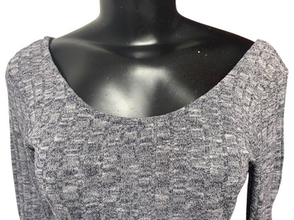 Medium Ultra Flirt Ribbed Fitted Womens Top Marled Purple Scoop Neck