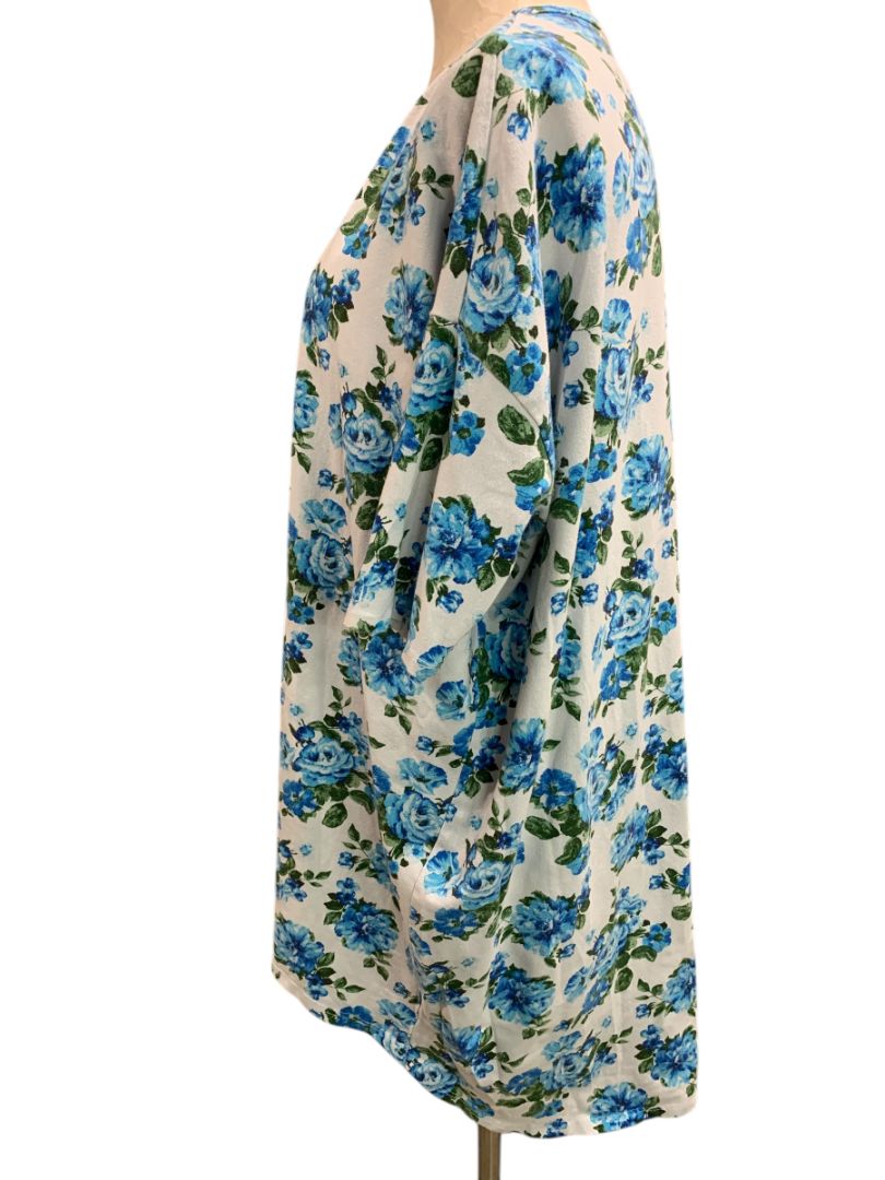 Size XL LulaRoe Womens Hi Lo Tunic Top Shirt 1/2 Sleeve Blue Rose