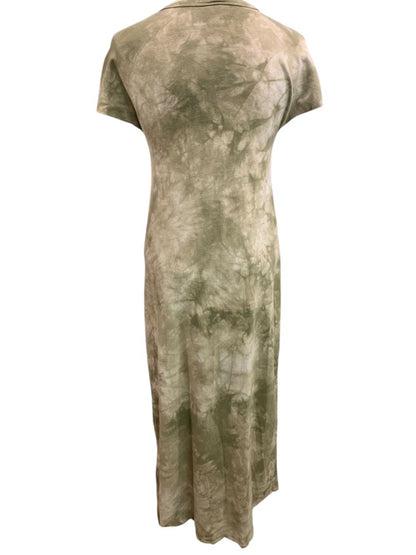 Size XS LulaRoe Maria Tshirt Maxi Dress Tie Dye Olive Green Tan