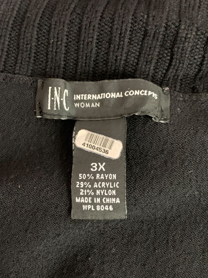 Size 3X International Concepts Woman Black Sweater Open Cardigan Shawl Collar