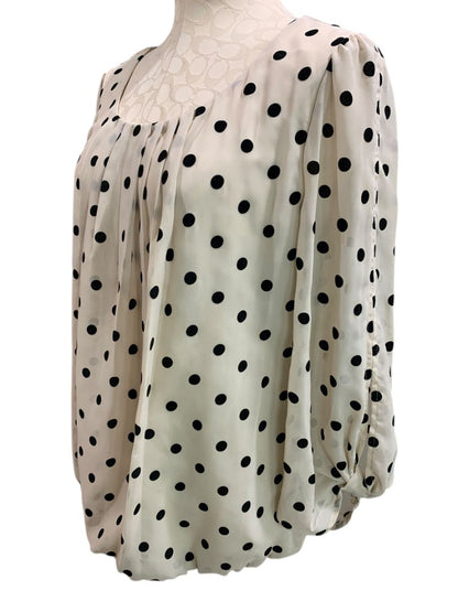 Large Sara Michelle Womens Sheer Sleeve Blouse Shirt Beige Banded