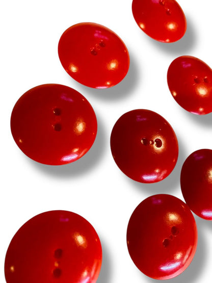 Set of 10 Midcentury Red Plastic Buttons  Curved Craft Sew 1" Diameter