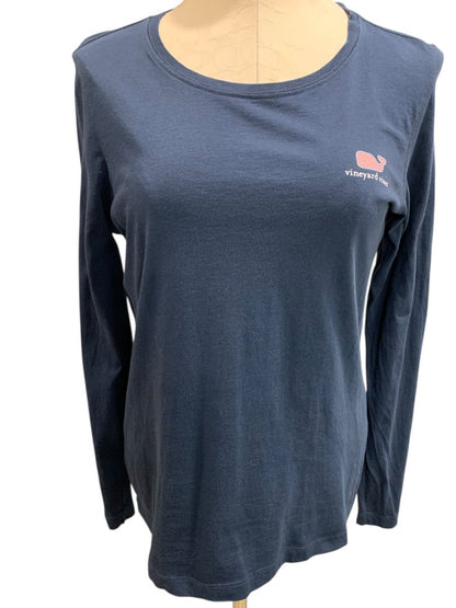 Medium Vineyard Vines Womens Long Sleeve Navy Blue Tshirt Pink Whale