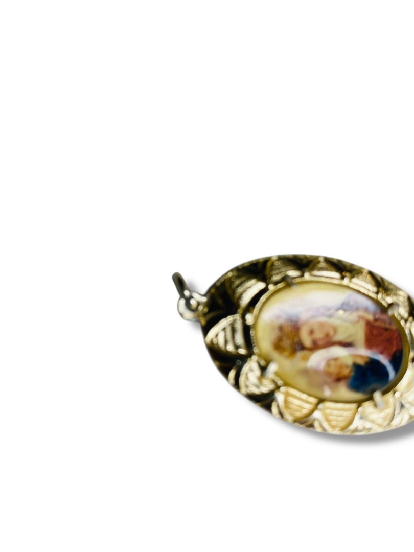 Vintage Double Sided St Anne Notre Dame Pendant Charm Religious 1.5"