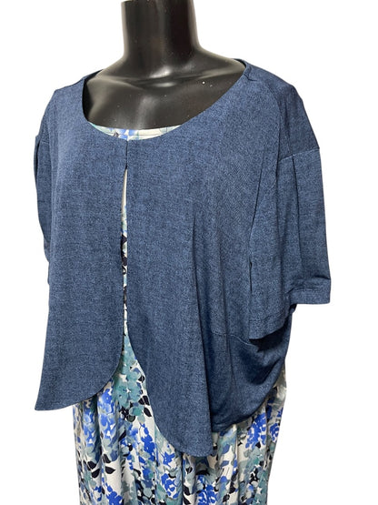 Size 24W Perceptions Woman 2 Piece Dress with Faux Denim Jacket