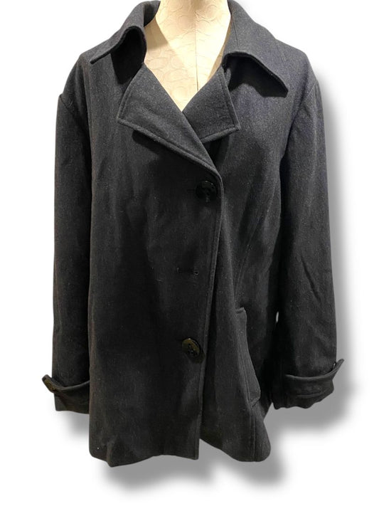 Size 2X Weather Tamer Womens  Wool Blend Coat Charcoal Dark Gray