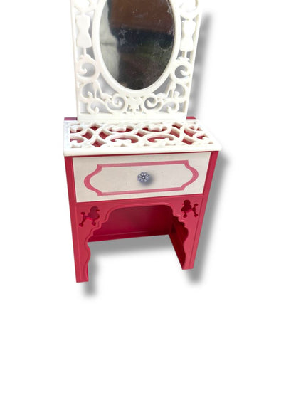 2013 Barbie Dream House Pop Up Vanity Dollhouse Furniture 9"h x 4"w