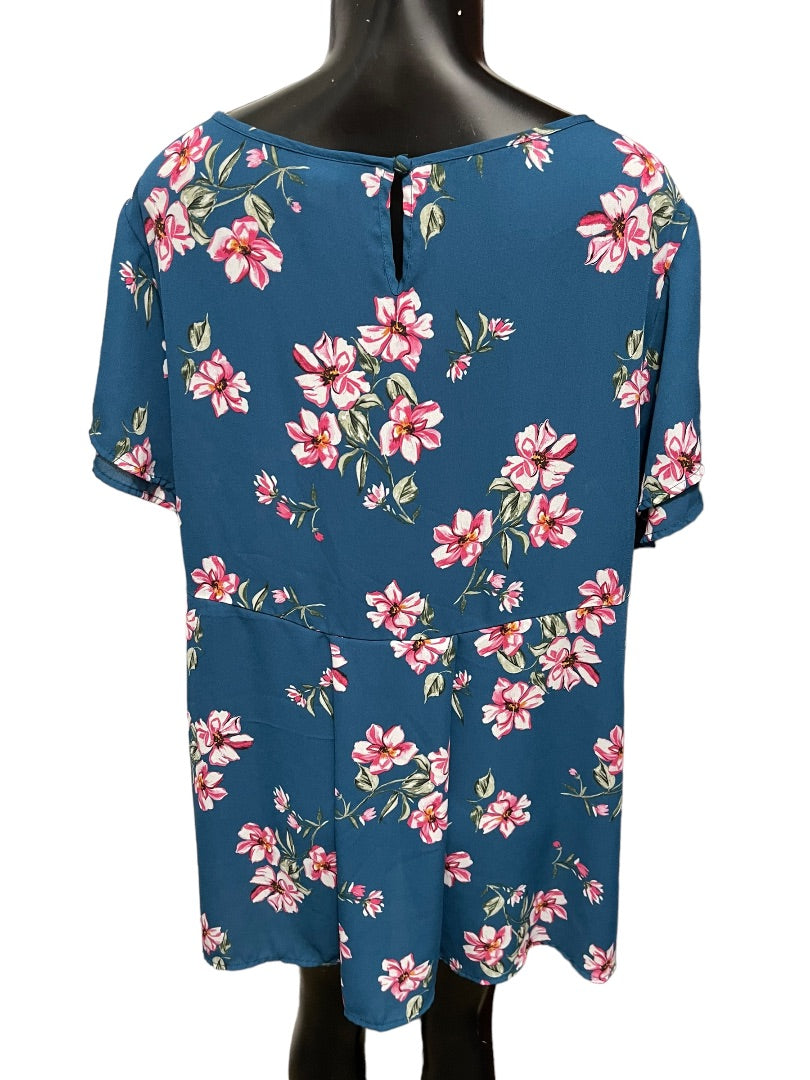 2X Torrid Women's Georgette Flutter Short Sleeve Pullover Blouse