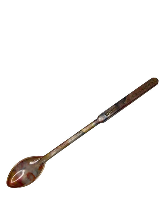 Vintage Marbled Plastic Bar Spoon Town Talk Bar Caravan Hotels Catherine Street 6"