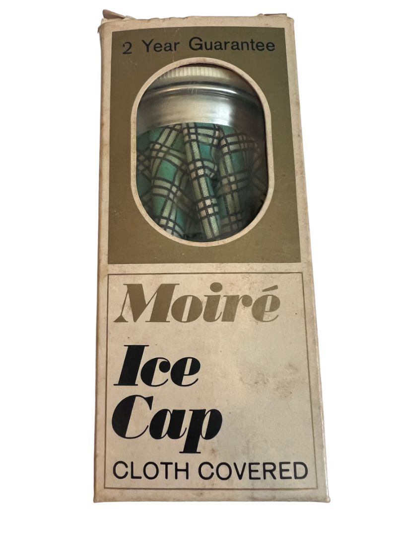 Vintage Ice Cap Pack Checked Cloth Covered Moire 6 Inch USA NOS