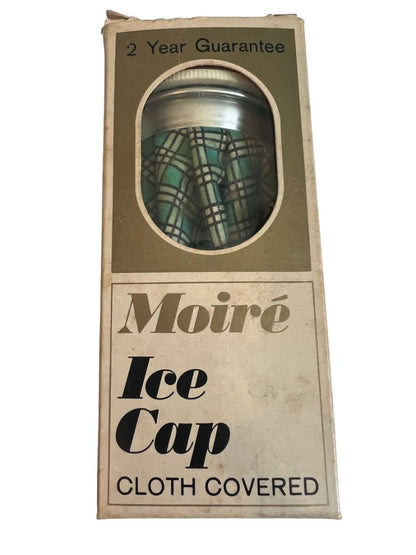 Vintage Ice Cap Pack Checked Cloth Covered Moire 6 Inch USA NOS