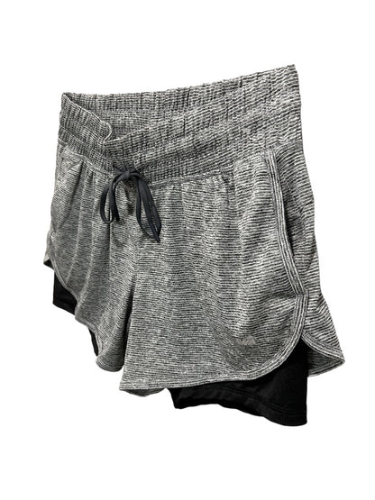 Medium Avia Women's Gray Black Running Shorts Pull On Lined Undershorts