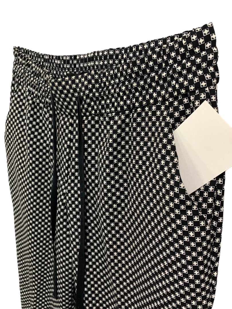 Size 8 Ann Taylor Women's Black White Elastic Drawstring Pull On Pants