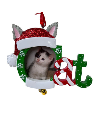 Holiday Ornament "Cat" Photo Frame Bell Cat  1.5" Holiday Christmas