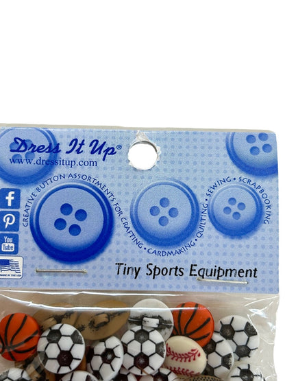 Dress it Up New Pack of 18 Buttons Tiny Sports Equipment Sewing Notions #2227