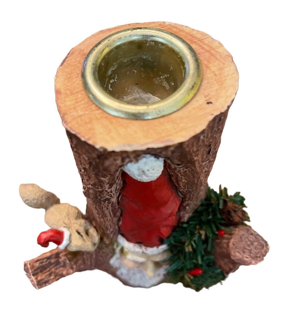 Santa's World Kurt S Adler Inc Santa Tree Stump Squirel Wreath Candle Holder