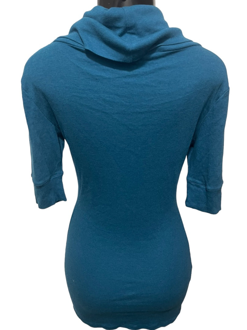 Medium Express Sexy Basic Half Sleeve TunicTop Cowl Neck Top Teal Soft Jersey Knit