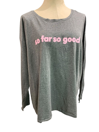 2X Jenni Intimates Womens Gray Jersey Knit 3/4 Sleeve Sleep Shirt "So Far So Good"