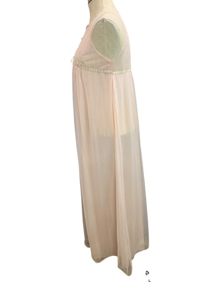 Large Gossard Artemis Pink Peignoir Chiffon Nightgown Robe Set 1960s Vintage