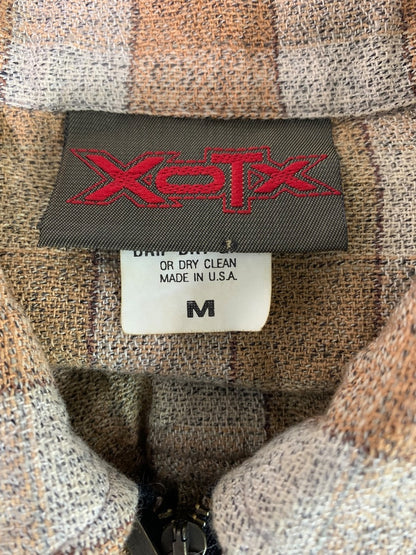 Medium XOTX Exotics Mens Vintage 1980s Quarter Zip Pullover Shirt Plaid