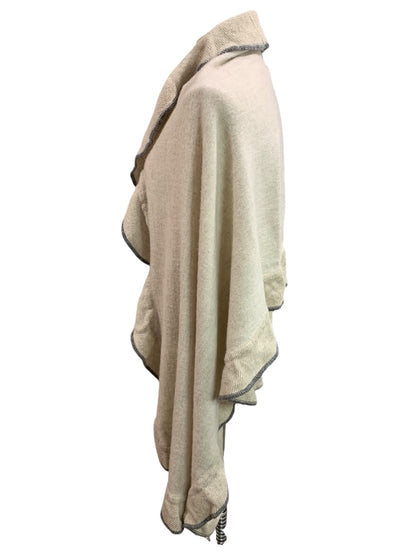 One Size Nordstrom Womens Oatmeal Wrap Shawl Ruffle Edge Gray Contrast