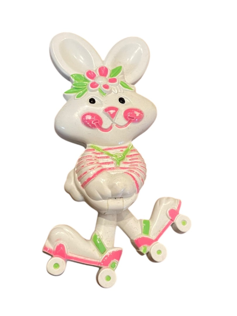 Avon Fragrance Glace Bunny Rabbit Roller Skates Pin 70's