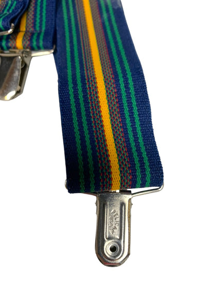 Vintage 1970s Mens Striped Adjustable Elastic Suspenders Pelican USA