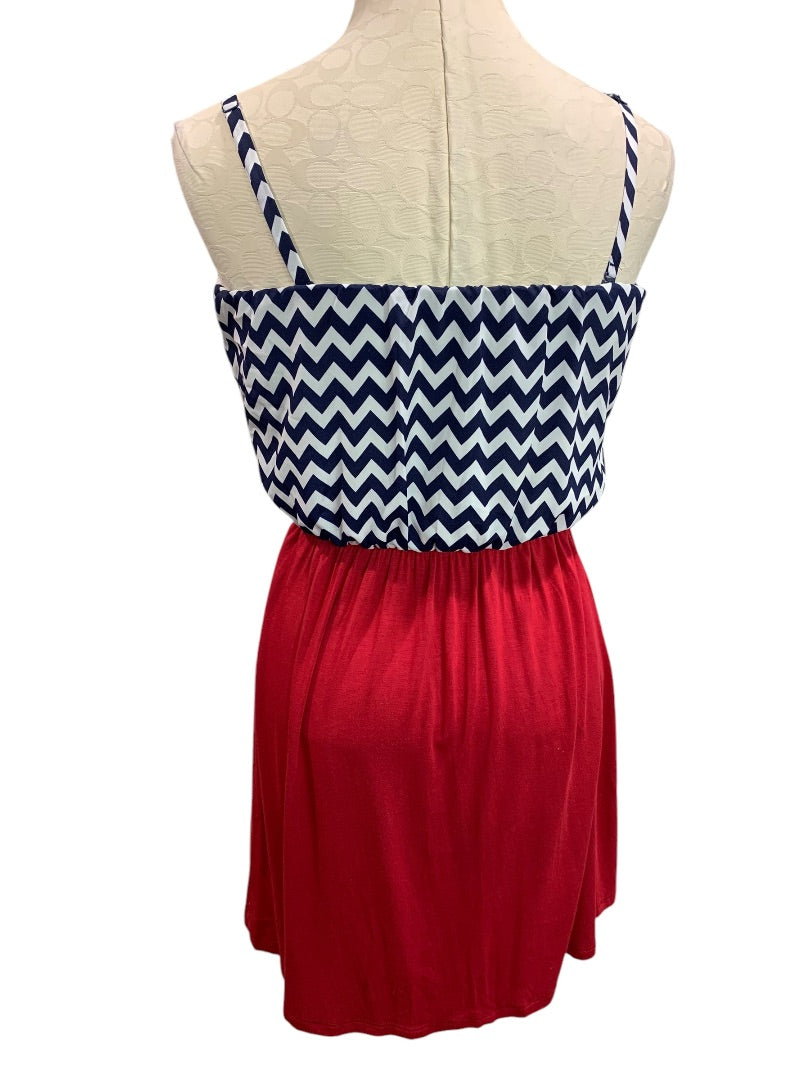 Small Charming Charlie Blocked Dress Convertible Strapless Chevron