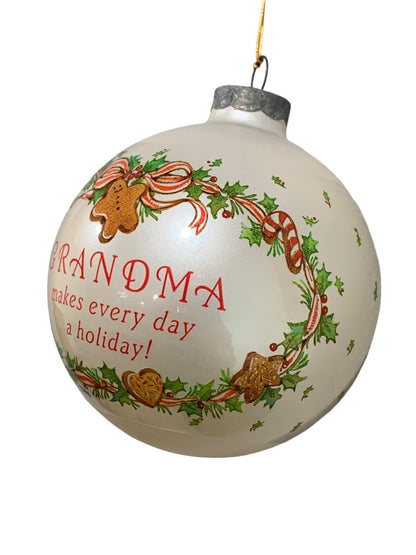 Current Vintage 1990 Grandma Glass Wrap Ornament Ball