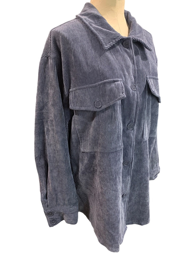 XL Ashley Womens Corduroy Button Up Shirt Shacket