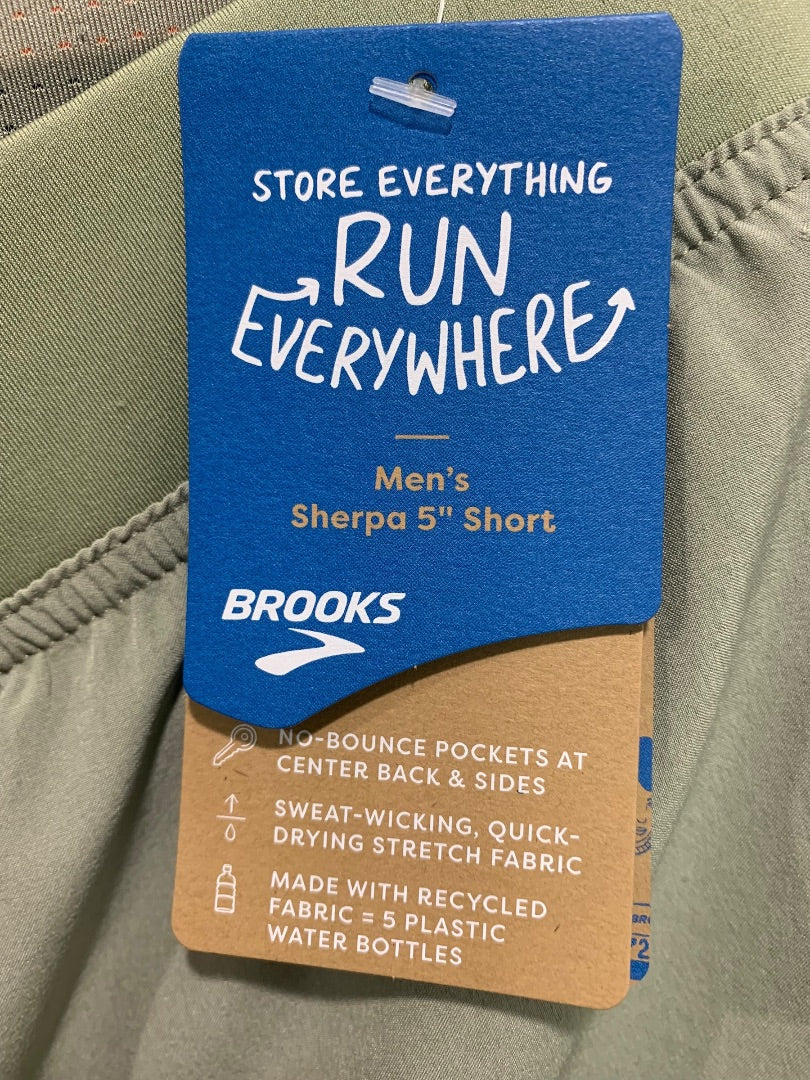 XXL Brooks Mens New Sherpa 5" Shorts Pebble Gray Lined