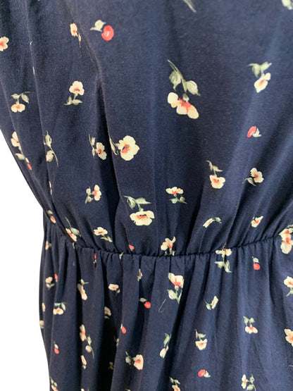 XS Banana Republic New Dress Navy Blue Floral Sundress Banded Waist