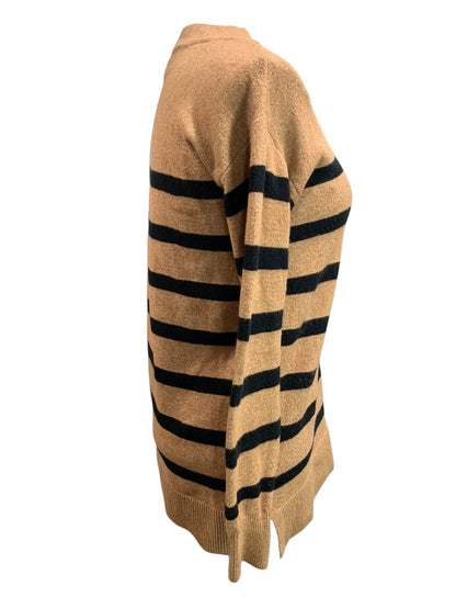 XXSP LOFT Petite Womens Cotton Blend Soft Brown Black Striped Sweater