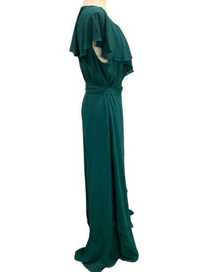 2XL Shein Curve Womens Emerald Green Chiffon Maxi Wrap Dress