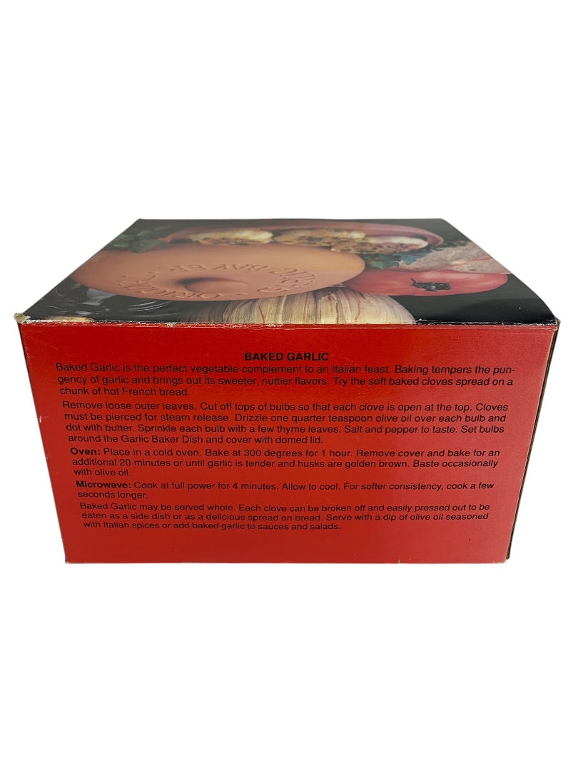 Boston Warehouse Terra Cotta Orignal Garlic Baker 4 Bulb Capacity with Box
