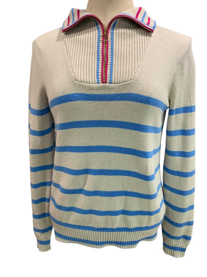 XS J.Crew Womens Striped Half Zip Pullover Sweater Retro BL765