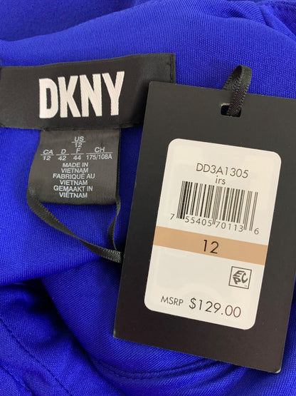 Size 12 DKNY New Flutter Sleeve Faux Wrap Dress Royal Blue