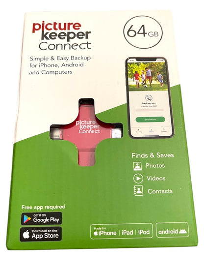 Picture Keeper Connect 64GB Made for IPhone IPad IPod Android Red Sealed New