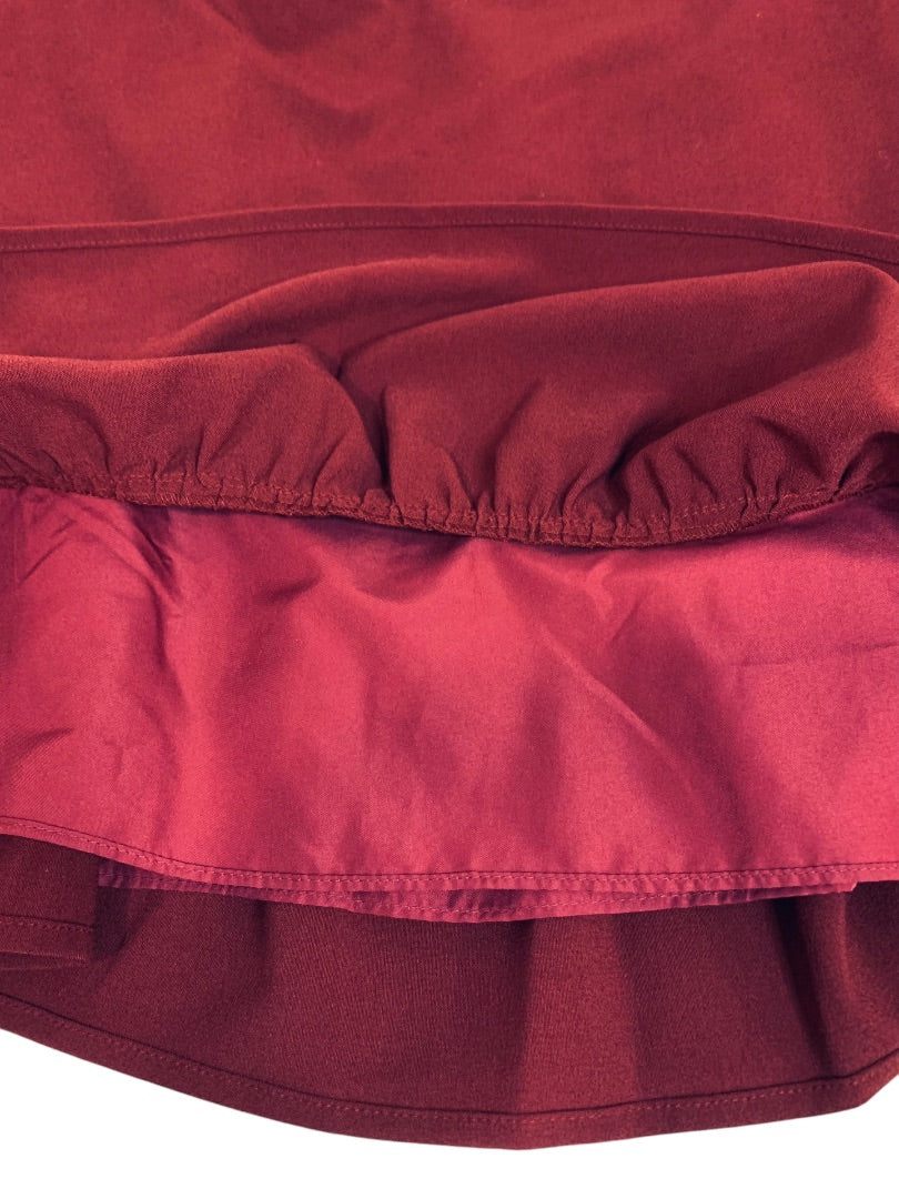 Size 14 J.Crew Flounce Mini Skirt Womens New Pull On Burgundy J6153