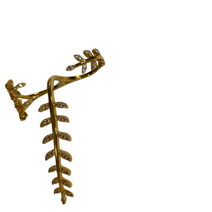 Goldtone Double Ring Adjustable Fern Floral