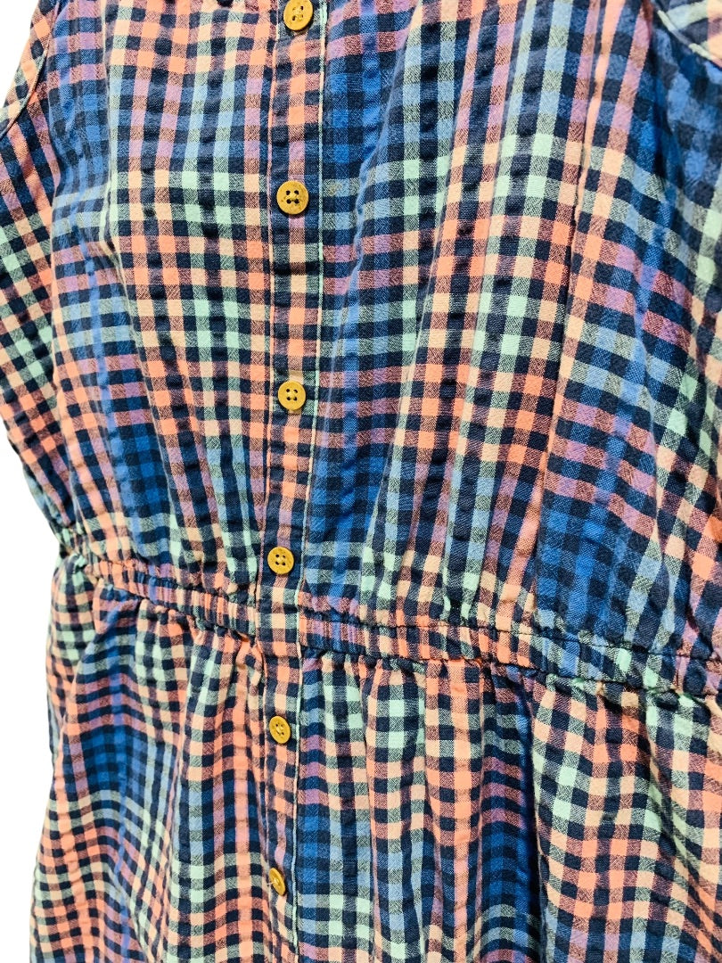 Large (10/12) So Girls Checked Sudress Blue Pink Ruffle Hem