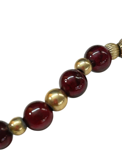 Goldtone Purple Beaded Bracelet Spring Clasp 7 Inch