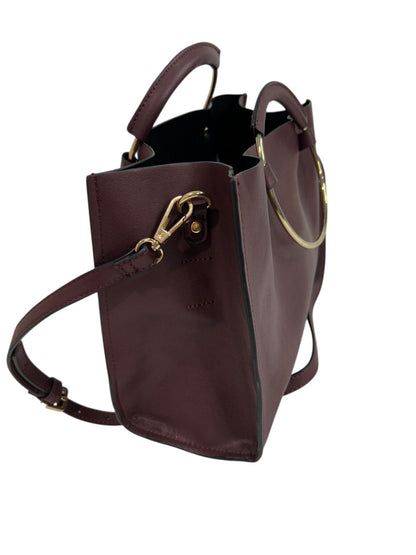 Vegan Leather Merlot Satchel Detachable Shoulder Strap Goldtone Hardware