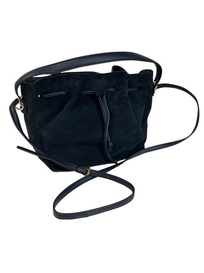 Talbots Blue Suede Drawstring Bucket Bag Purse Top Handle and Strap