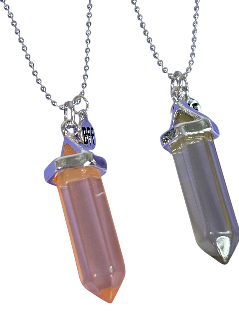 Claires New Set of 2 Crystal Necklaces Pink Gray