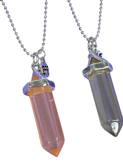Claires New Set of 2 Crystal Necklaces Pink Gray