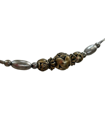 Vintage Mixed Metals 18 Inch Necklace Barrel Clasp Rose Beads